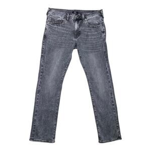 True Religion Jeans Mens 36 Black Gray Wash Ricky Relaxed Straight Stretch Denim